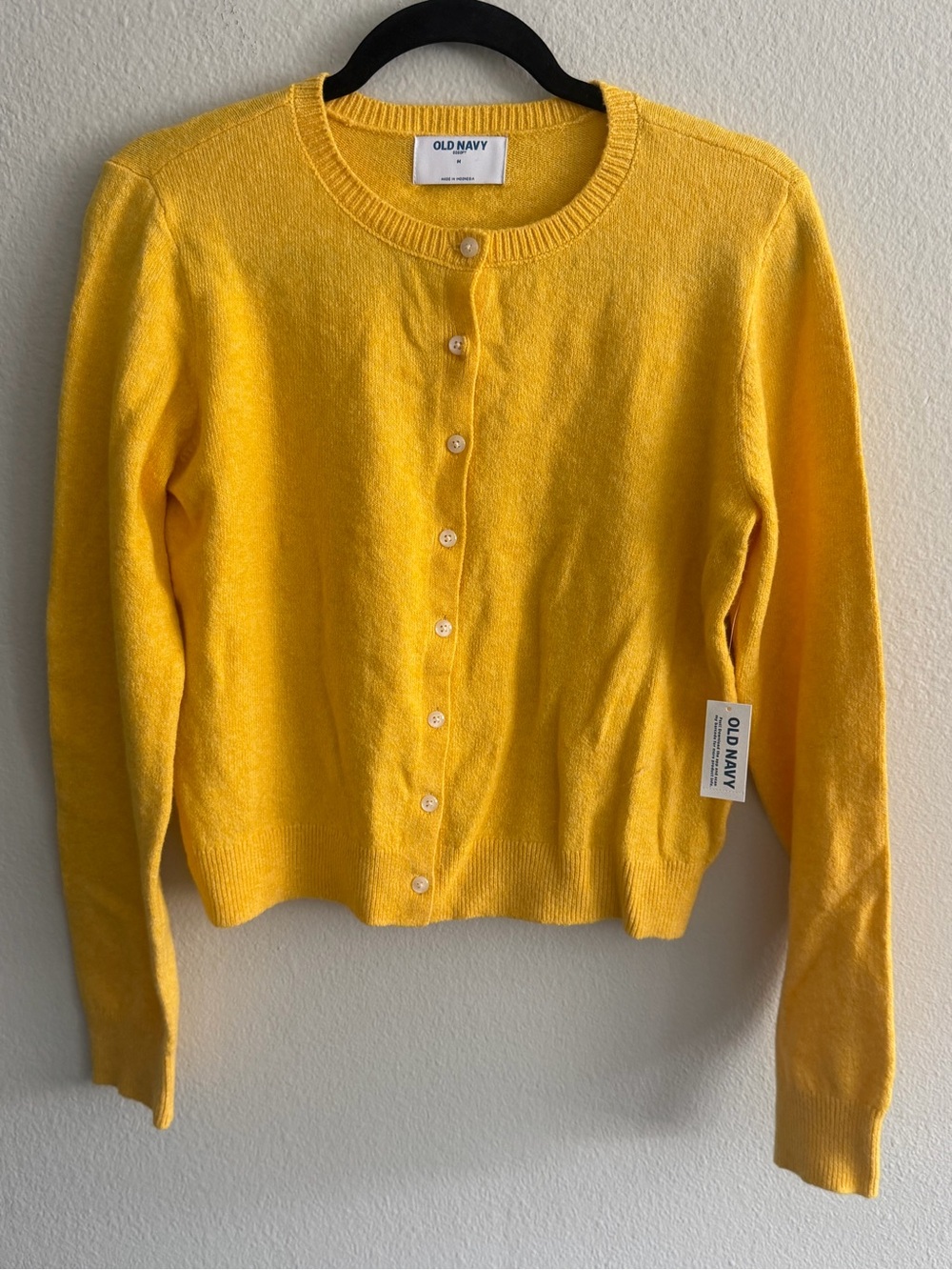 Old Navy So Soft M Bright Yellow Button-Front Crewneck Cardigan Cozy Warm Fall